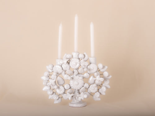 Tree of Life 1 face 3 candles White 27 cm