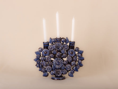 Tree of Life 2 sides 3 candles Blue 27 cm